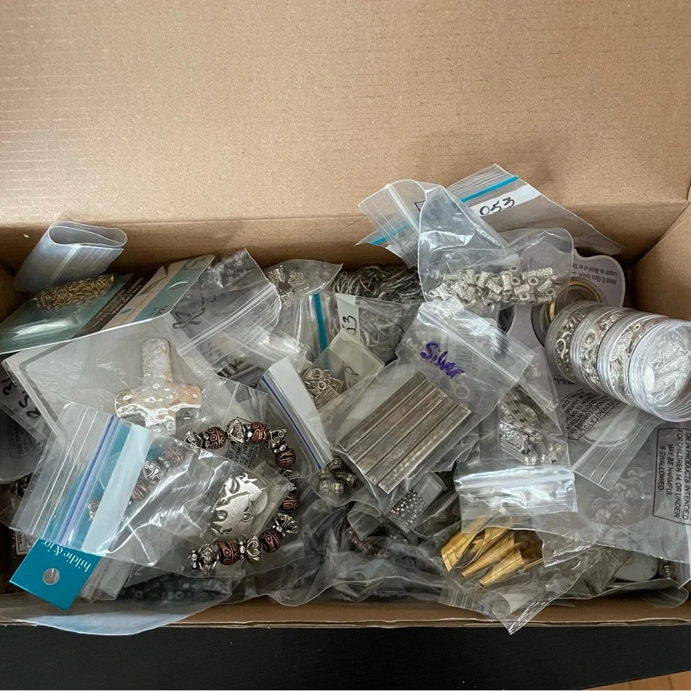 Assorted Mixed Metal Beads Jewelry Making Supplies Mystery Box #2 - Picture 5 of 9